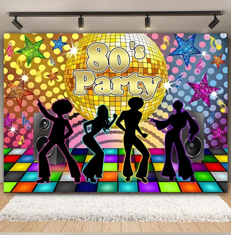 Back To 80's 90's Hip Hop Disco Music Backdrop Graffiti Dance Neon Glow Adult Baby Birthday Party Photography Background Decor