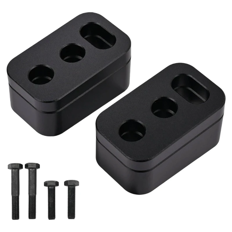 M68B Black Spacer Block with Machined Mounting Holes, Bolt Hardware, Front Adjustment, and Mounting Alignment