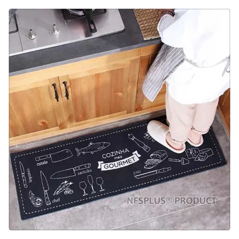 Kitchen Mat Floor Carpet Rug 40x60cm & 40x120cm Polyester Fiber Gourmet Design Latex Non Slip Hallway Doormat Entrance Door Mats