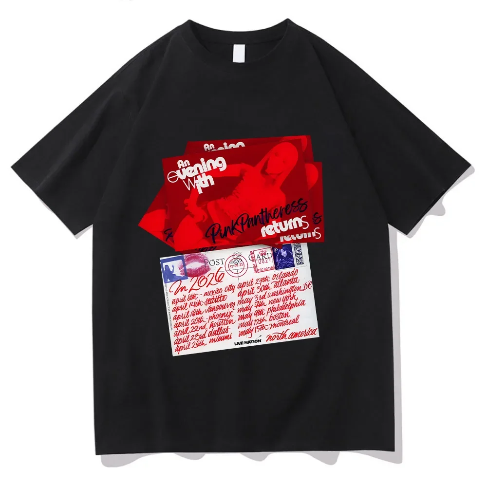 

PinkPantheress 2026 North American Tour T Shirts for Men Pure Cotton T-Shirt Round Neck Y2K Tees Women Man Clothes Oversized Tee