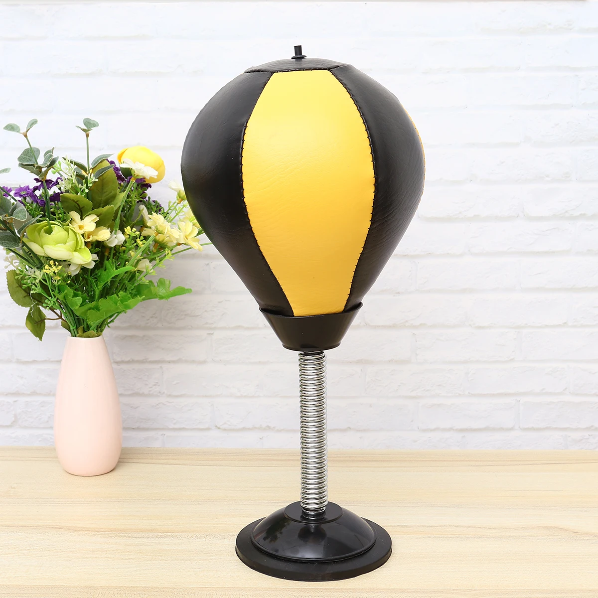 

Desktop Boxing Ball Yellow Black Red Inflator Stress Relief Suction Cup For Home Office Workout Vertical Suction Cup Boxing Ball