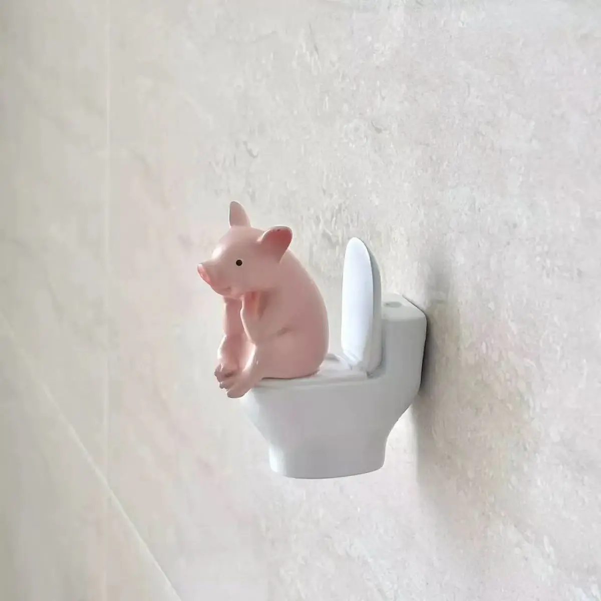 Cute Pig Toilet Buddy Figurine, Creative Bathroom Decor, Desktop & Home Ornament, Perfect Birthday Gift for Restroom Lovers