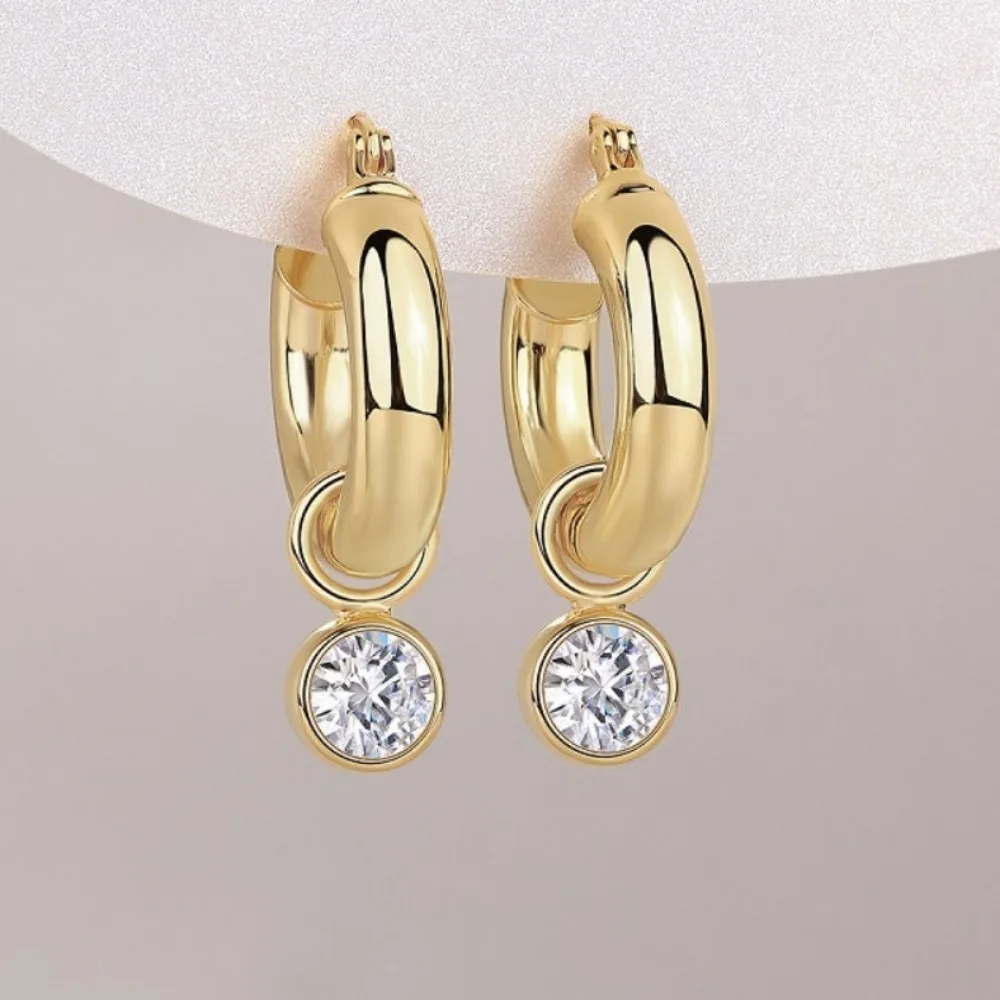 

M-JAJA 2ct Moissannite Hoop Earring for Women Golden Plated S925 Sterling Silver Diamond Dangle Earrings Party Fine Jewelry Gift