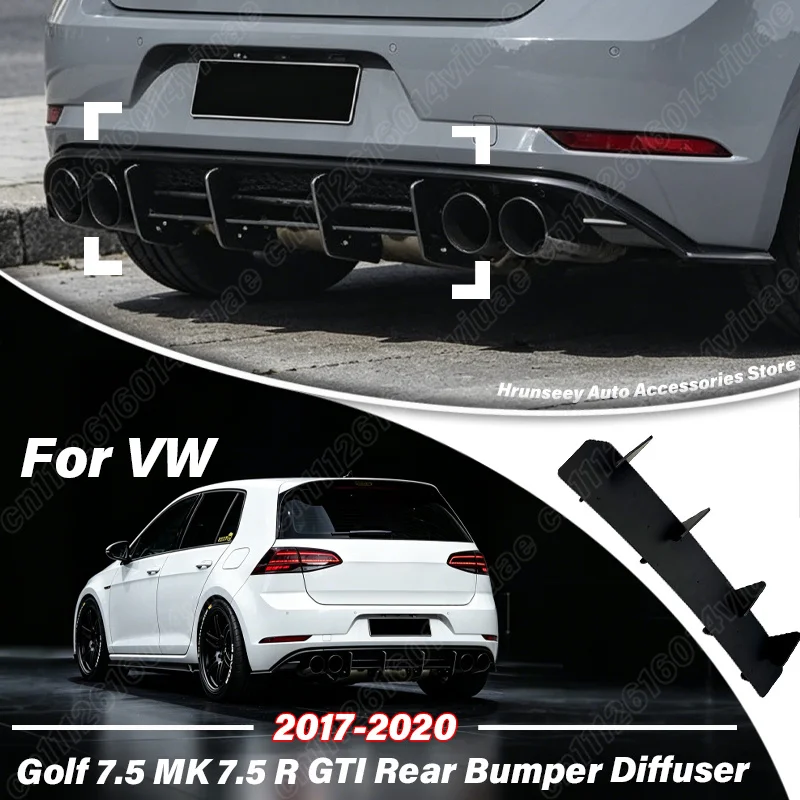 

For Volkswagen VW Golf 7.5 MK 7.5 R GTI 2017 2018 2019 2020 Rear Lower Valance Splitter Underbody Air Dam Shark Fin Auto Parts