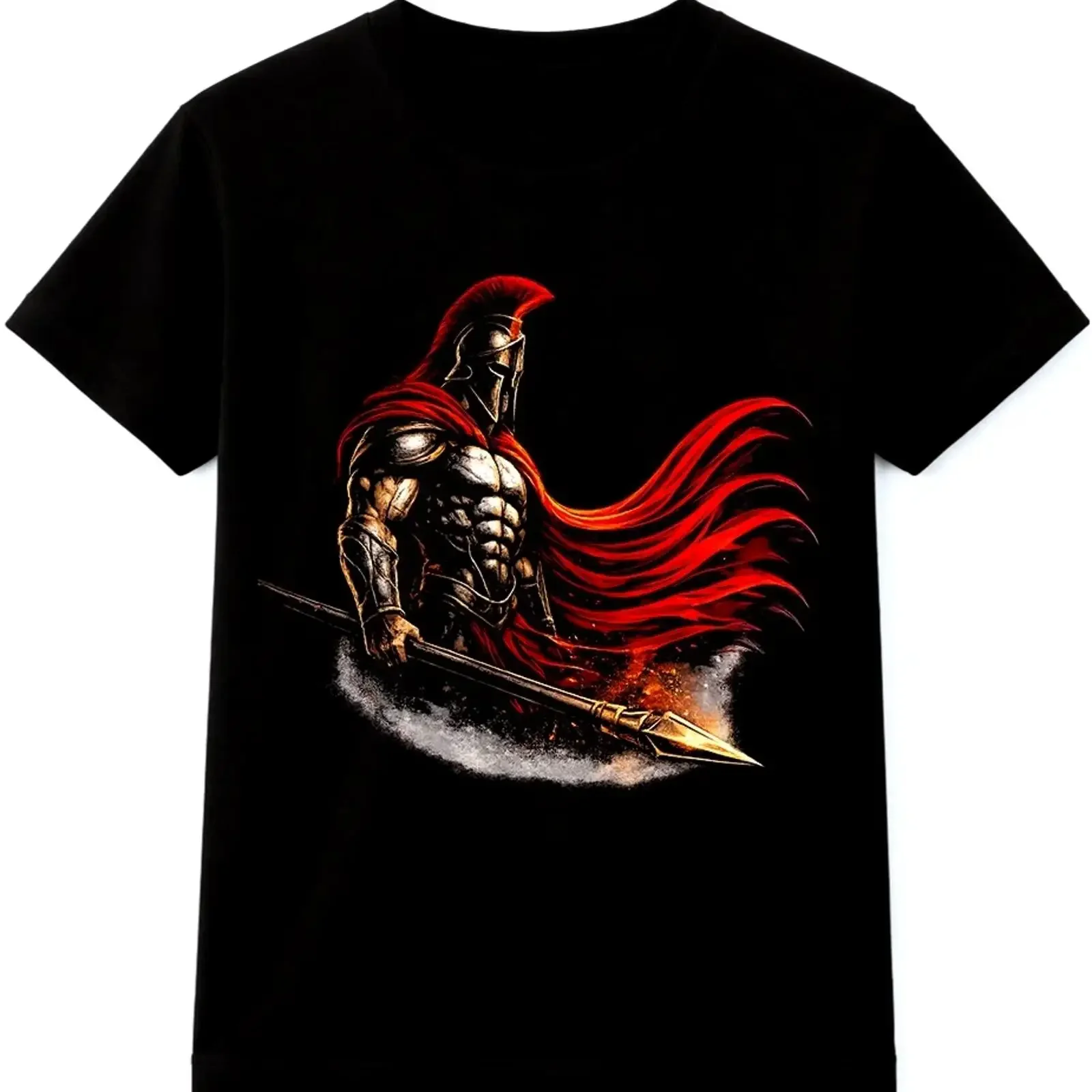 Camiseta Guerrero Espartano Casco Gladiador Soldado Griego Romano Gráfico de Colección Vintage Lavado a la Moda Transpirable