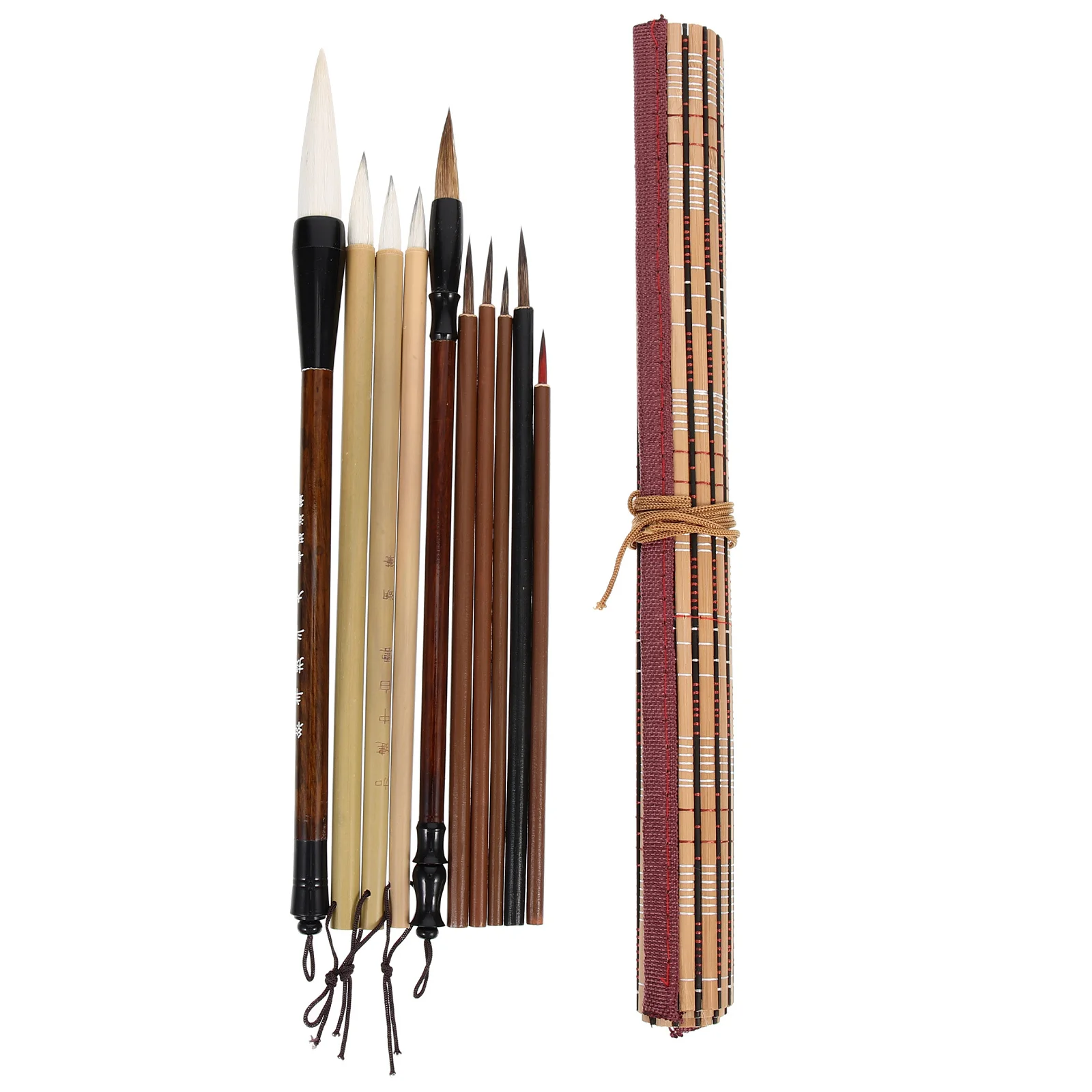 10 قطعة مجموعة فرشاة الرسم الصينية مقبض خشبي قلم الخط للمبتدئين المحمولة الكتابة أداة الرسم مكتب الدراسة #2