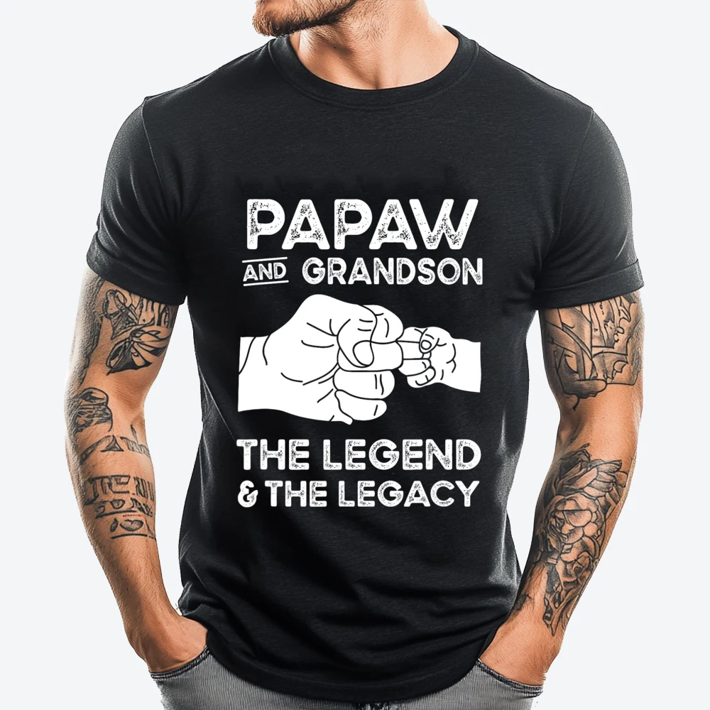 

Papaw And Grandson The Legend And The Legacy Matching Black Graphic Tees Autumn Anime Mens Clothing Lovers Day
