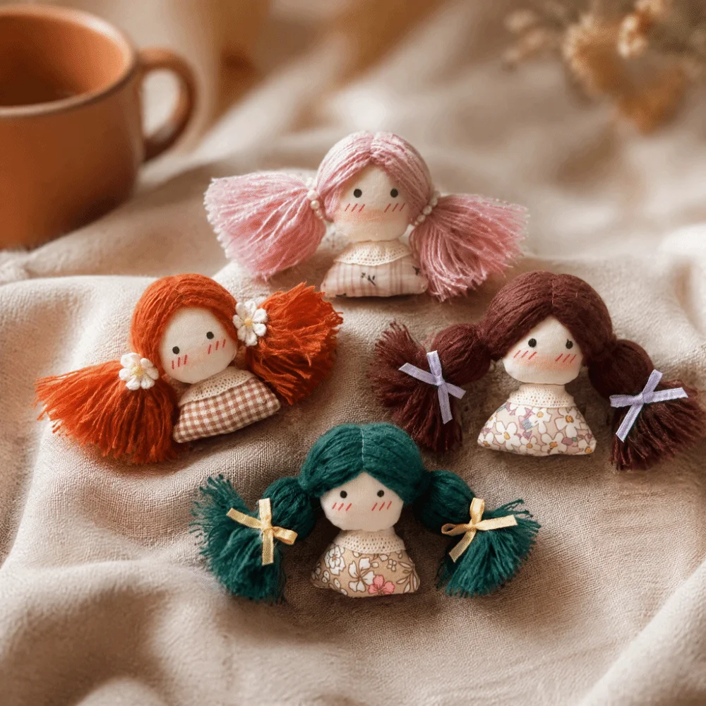 Handmade Braid Girl Doll Plush Versatile Fabric Girl Doll Fabric Cotton Filled Premium Quality Mini Cartoon Doll Spring