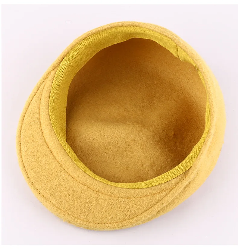 Unisex Wool Berets Solid Color Artist Beanie Hat Men Women British Retro Anti-wear Forward Hats Outdoor Warm Newsboy Cap