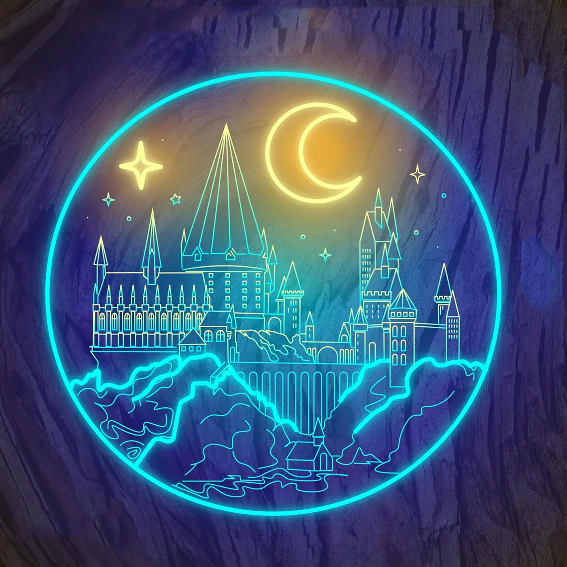 Hogwarts Castle Engraved Acrylic Neon,Fantasy Room Lamp,Wizarding Gift,Neon Wall Art with Engraving,Gothic Gift,Custom Neon Sign