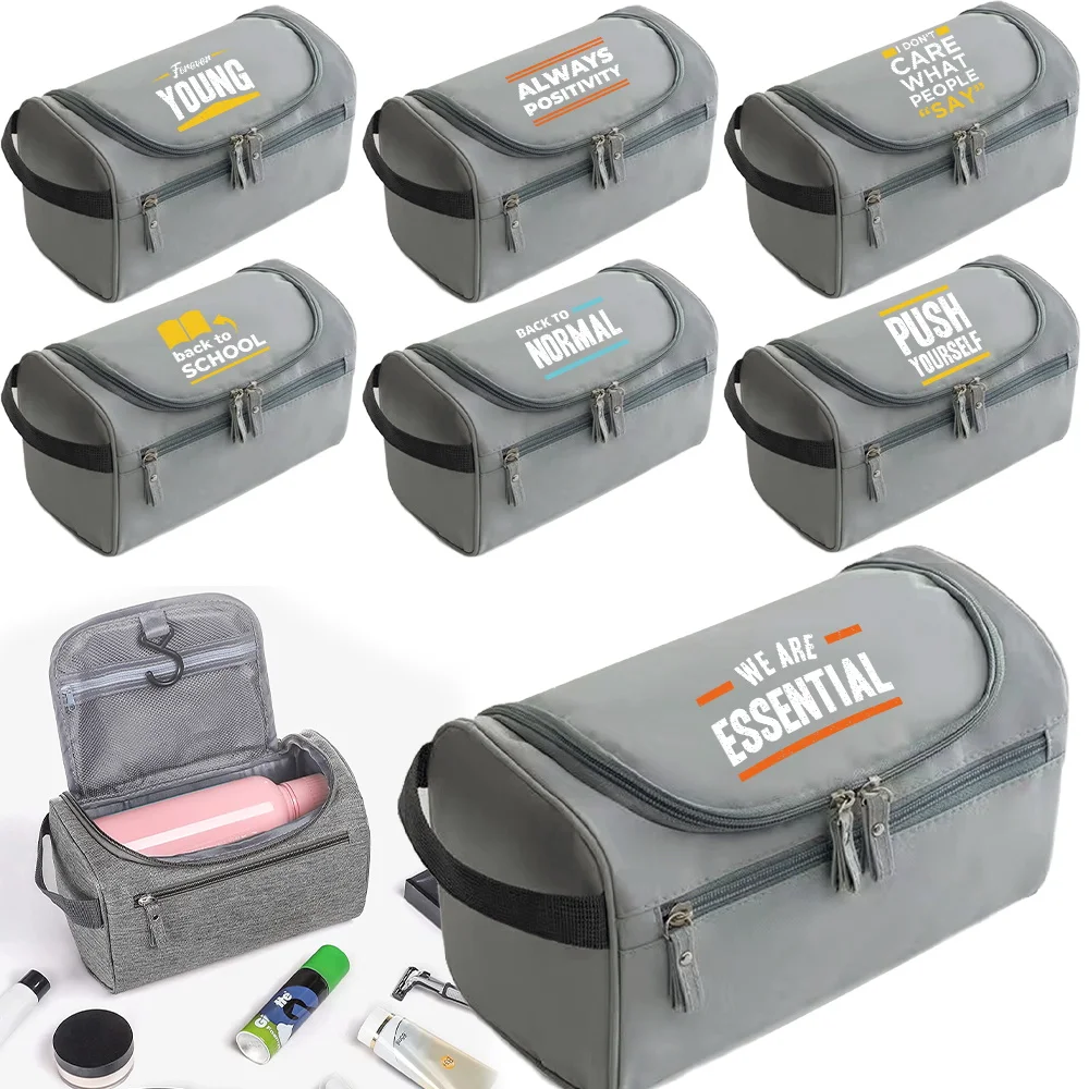 

Wash Bag Phrase Printing Series Storage Travel Pouch Zipper Man Women Luxurious Makeup Bag Essential for Washing Up