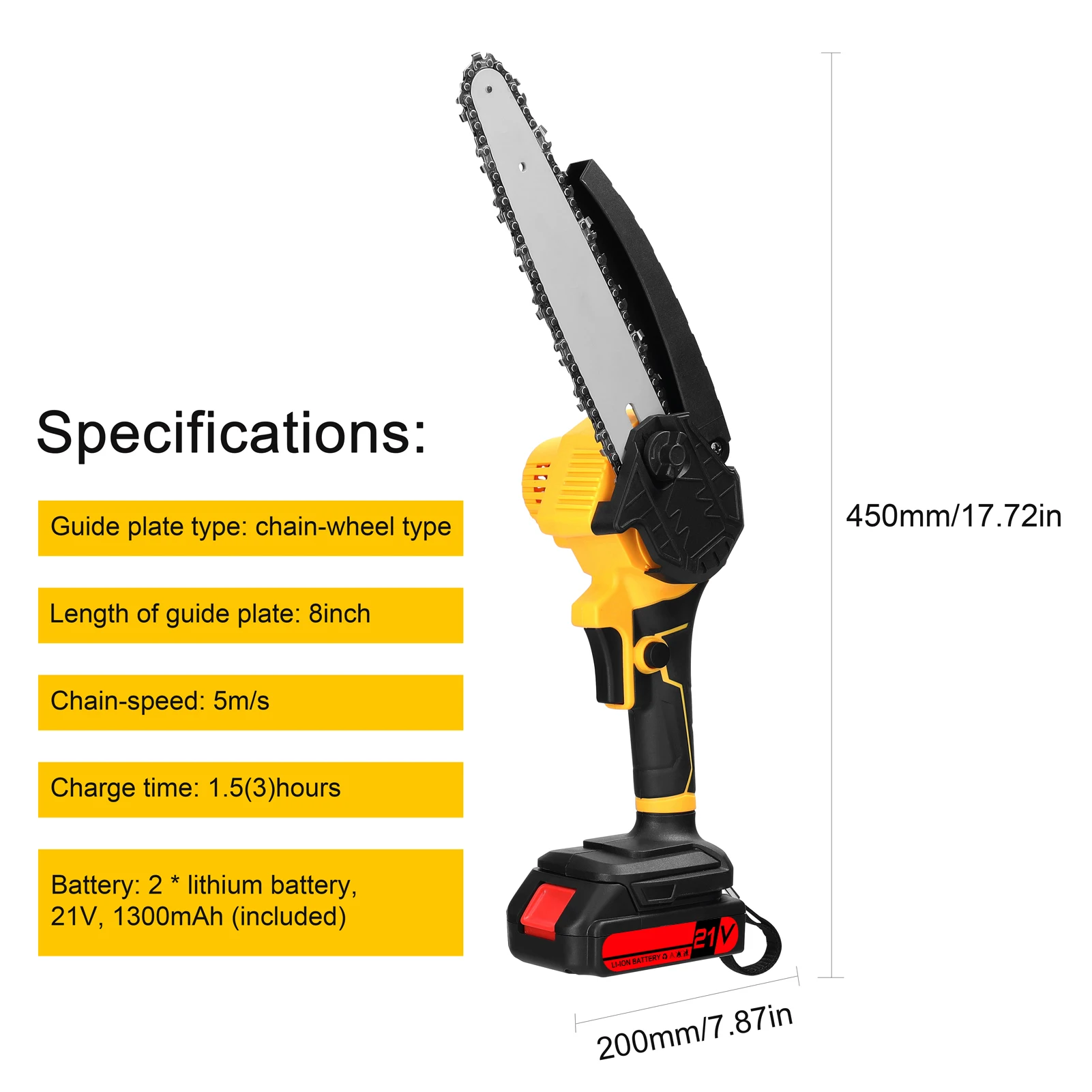 21V 4in /6in /8in Electric Pruning Saw Rechargeable Small Electric Saws Woodworking Electric Saw Garden Logging Mini Chain Saw