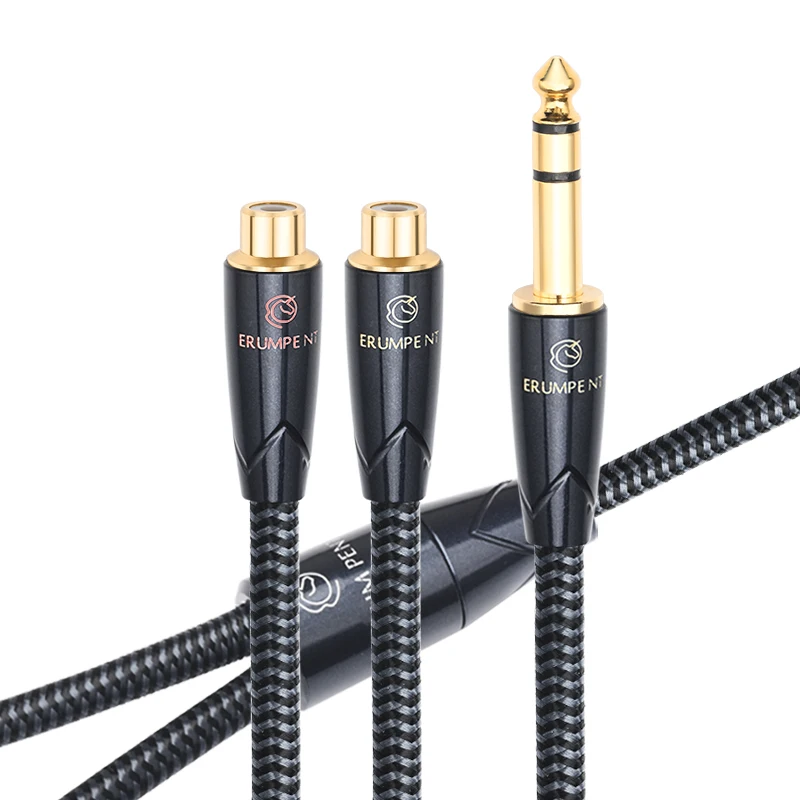 ATAUDIO HiFi 6,5 auf 2RCA-Buchse, hochwertiges, quadratisches Kern-Kupfer, geräuschfrei, 6,5-mm-Buchse auf 2RCA-Buchse, Audiokabel für Mixer, PA-Lautsprecher 3