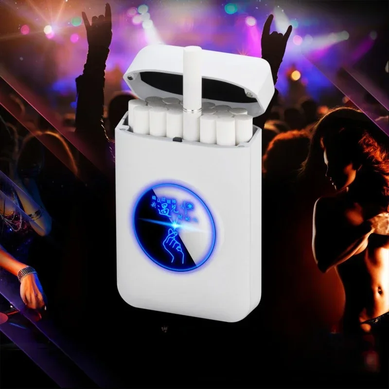 Innovative LED Light Screen Cigarette Box with USB Rechargeable Lighter for 19 Standard Cigarettes