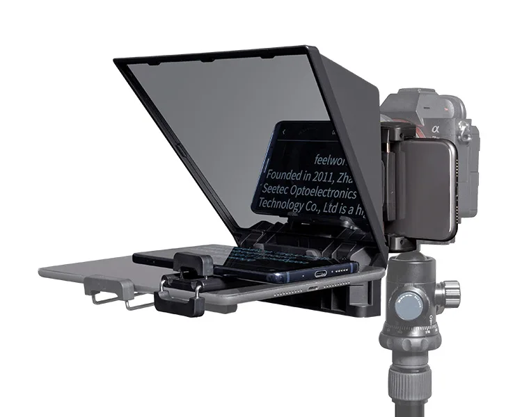 FEELWORLD 8-inchInch Built In Prompter Computer Dual Screen Studio Equipment Caster Teleprompter Monitor Autocue Teleprompter