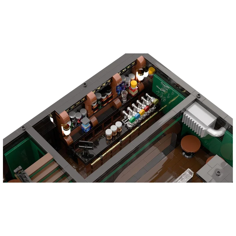 The Savage Pub MOC Building Blocks Vintage Tavern Street View Model DIY Brick Set Desktop Scene Collectible Display