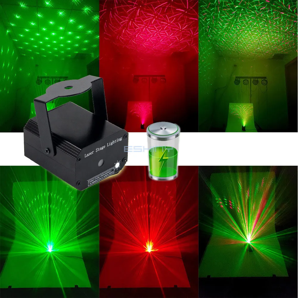 Rechargeable Battery Mini R&G Laser Light Disco Full Stars Projector Firefly DJ Dance Bar Party Christmas Decorate Lamp Y10BN8