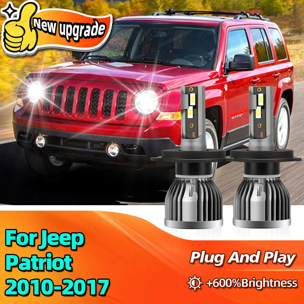 

2Pcs LED Headlight 30000LM H4 Auto Lamp For Jeep Patriot 2010 2011 2012 2013 2014 2015 2016 2017 6000K HiLo Beam Canbus Bulbs