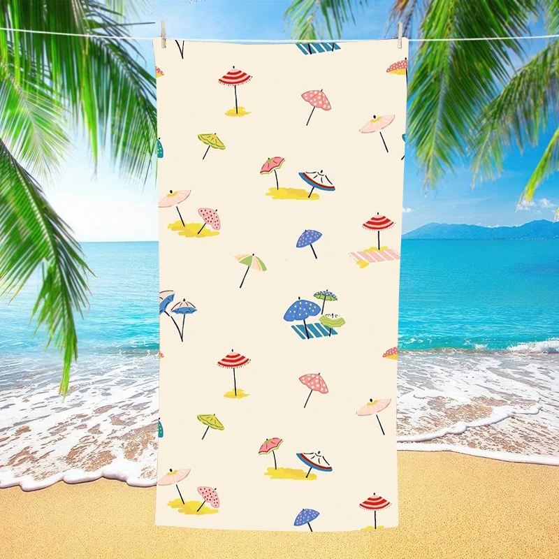Beach Towels Large Designer Beach Towels Large Personalised Colorful Umbrella Print Beach Towel Retro Beach Scene Pattern Quick