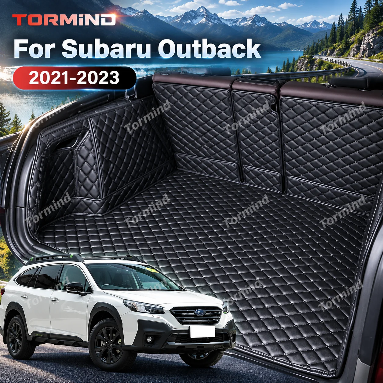 Tormind For Subaru Outback 2021 2022 2023 2024 Car Trunk Mats Carpet Cargo Liner Car Backrest Pad Interior Accessories Protector