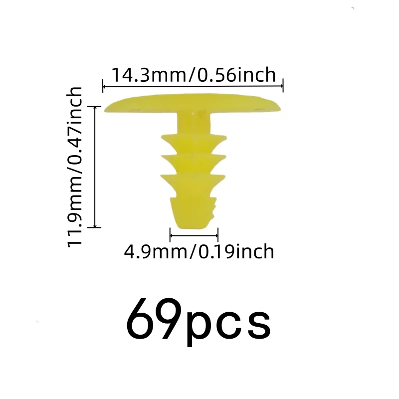 Car Window Seal Clips 69 pcs, Yellow Plastic Body, Secure Snap-in Design, for Car Door Sealing, Multipurpose
