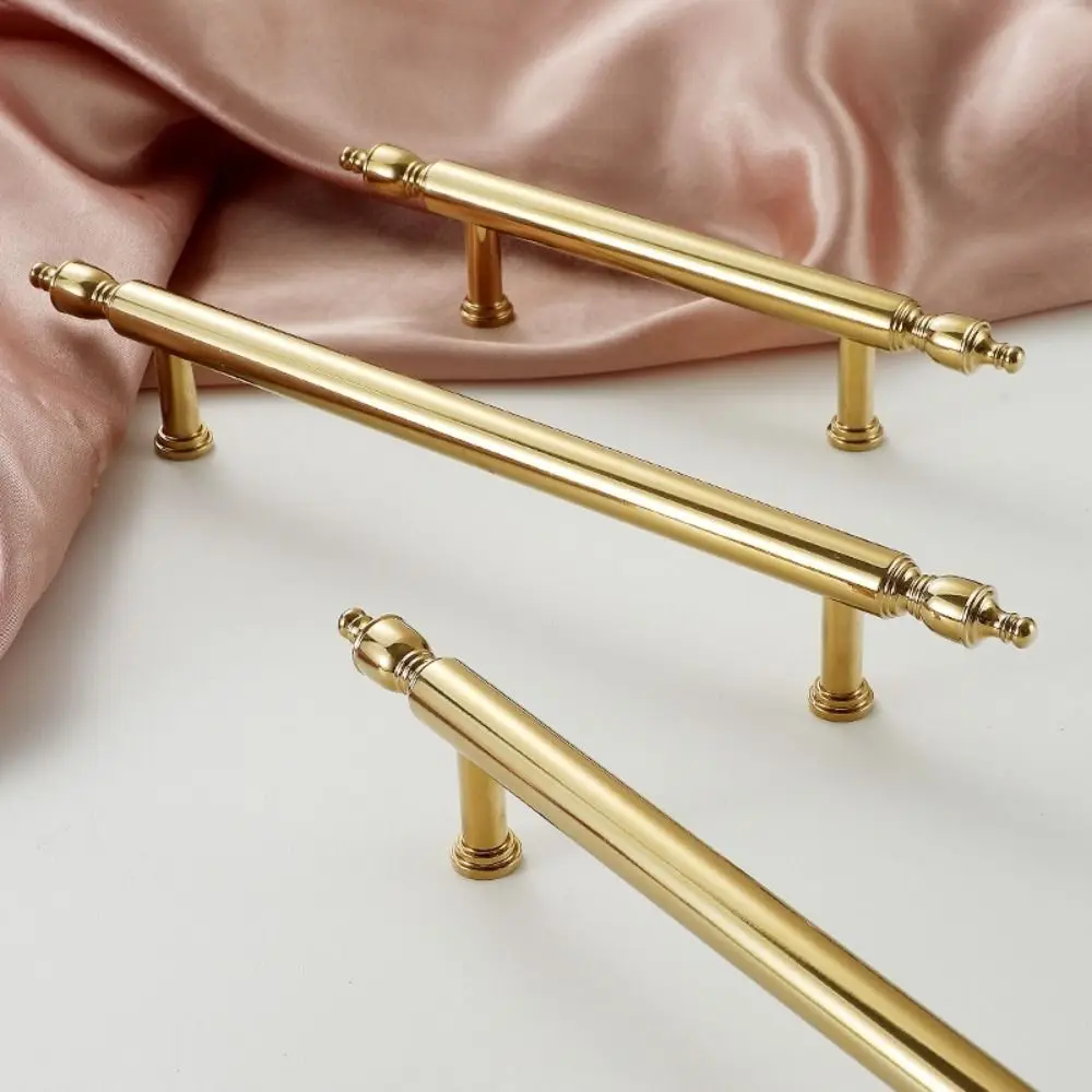 PVD Gold Brass Cabinet Handle Beautiful Light Luxury Cabinet Door Handle Heavy Duty Solid Handle Drawer Pulls Furniture Cabinet