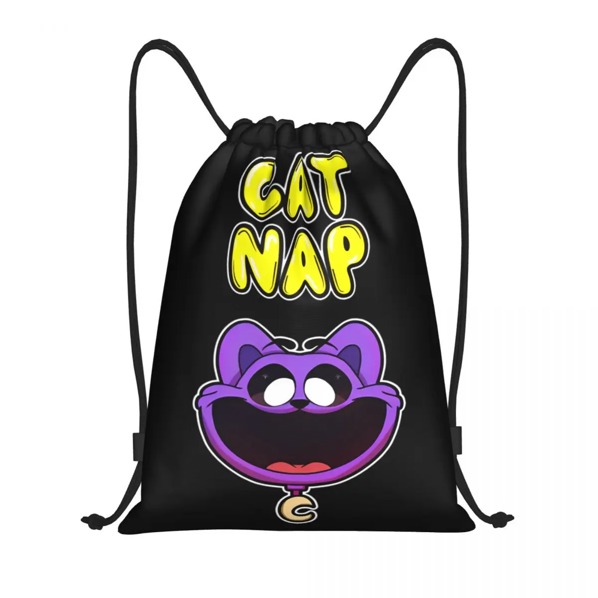 Catnap Smiling Critters Face Drawstring Backpack Sports Gym Bag String Sackpack for Working Out