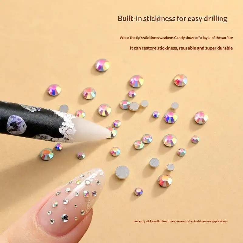 1 Stück Nail Art Dotting Stift, Strassstein-Aufnahmewerkzeug, kontaktloses Aufnahmegerät, Kristall-Wachsstift für Nagelsteine und Zubehör – Detail 3