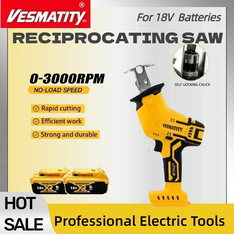 Cordless 2800RPM Brushless Reciprocating Saw Multifunctional Cutting Tool For Metal Wood Pipe Processing For DEWALT Battery