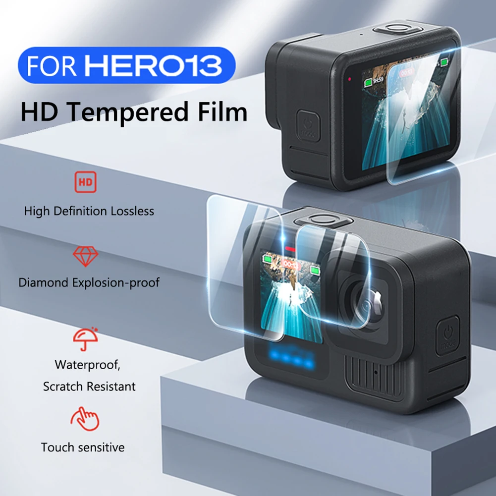 Screen Protector for GoPro Hero 13 Ultra-HD Screen Protector+Lens Protector+Front Screen Film Anti-scratch Film Accessories