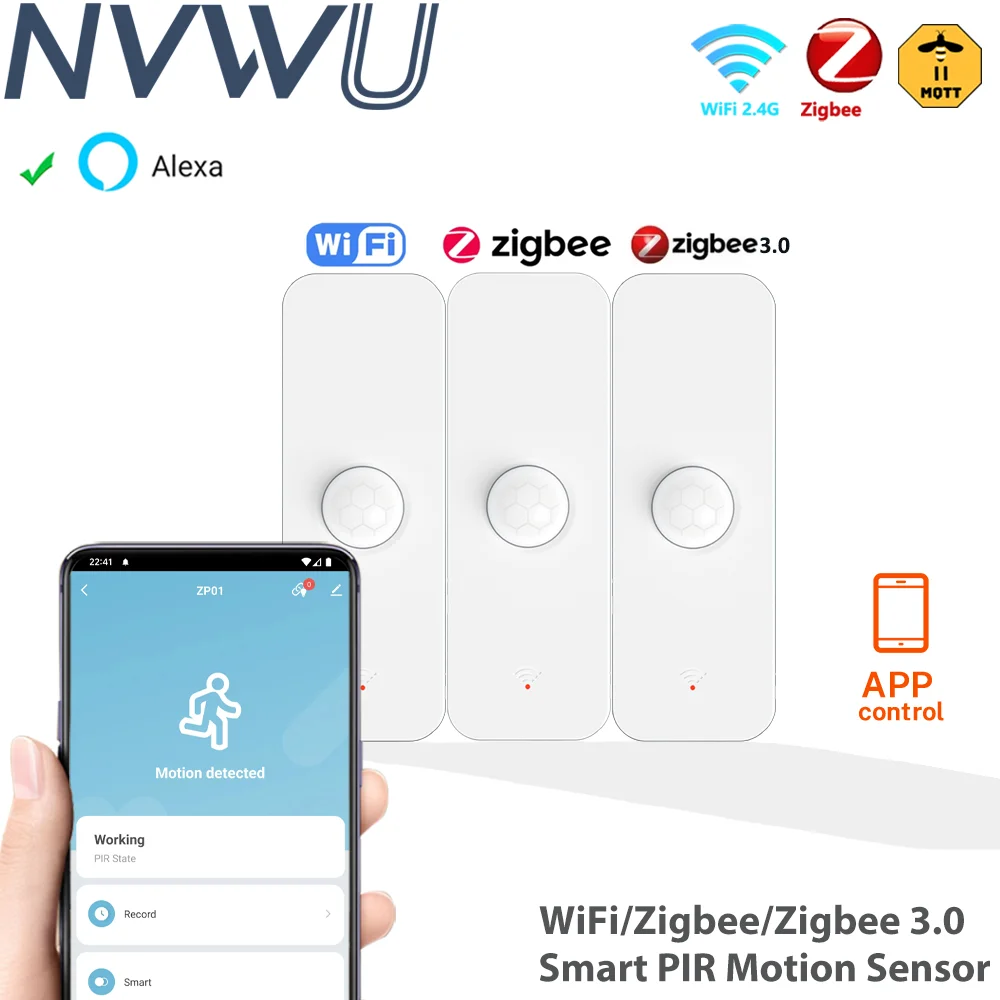WiFi Zigbee PIR Motion Sensor Smart Home Human Body Infrared Detector Security Smart Life Works With Alexa Zigbee2MQTT