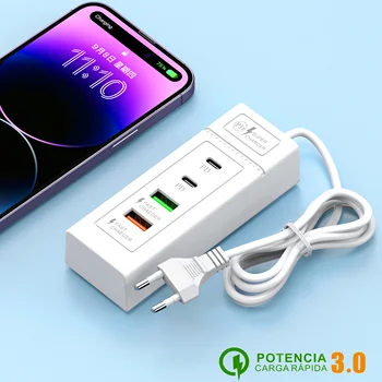 4 port USB tip C şarj Mini HUB 3.0 Splitter hızlı şarj duvar şarj telefon adaptörü iPhone Xiaomi Samsung güç soketi