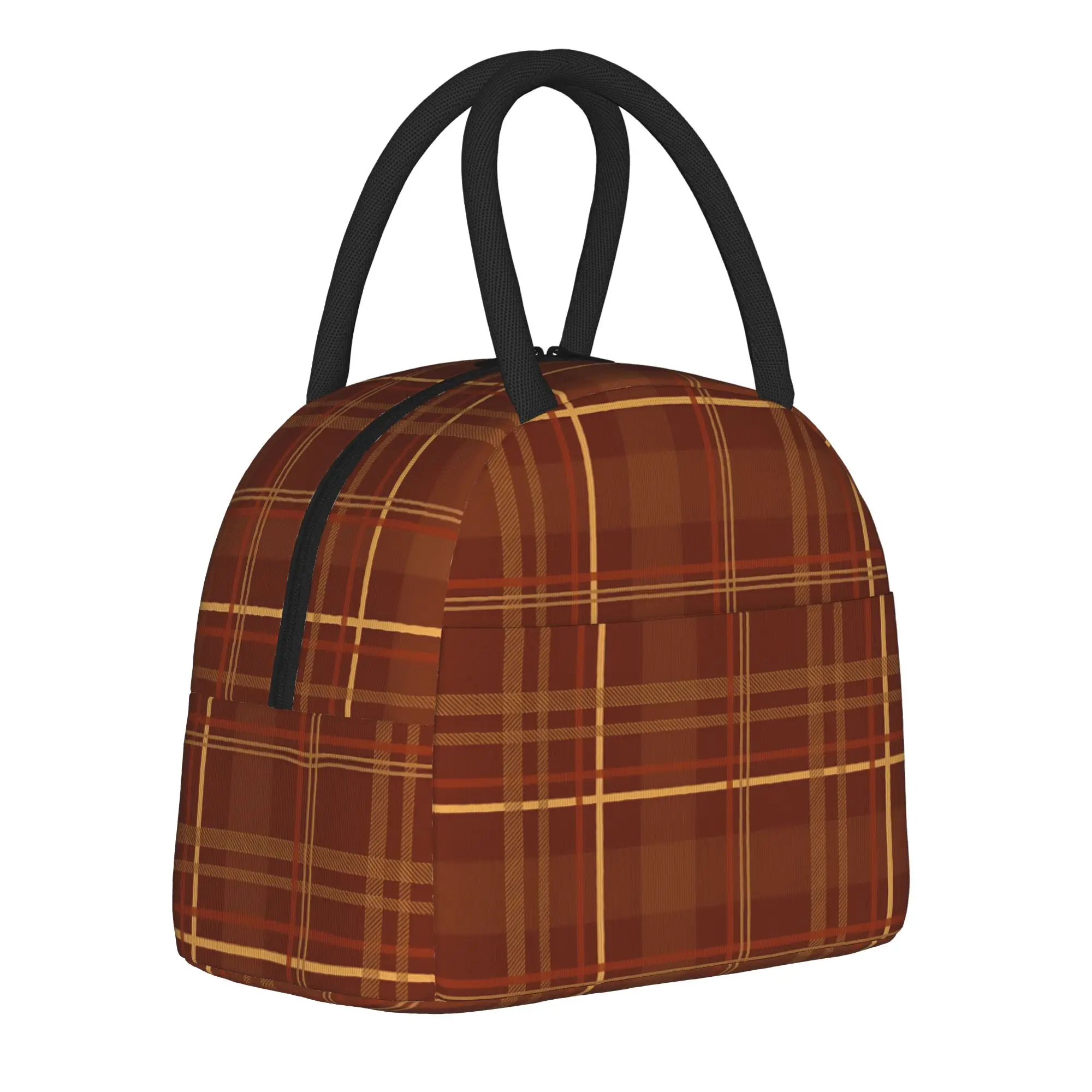 Rustic Red Tartan Plaid Insulated Lunch Bag Cooler Bag Reusable,Lunch Container  Portable Tote Lunch Box Bento Pouch
