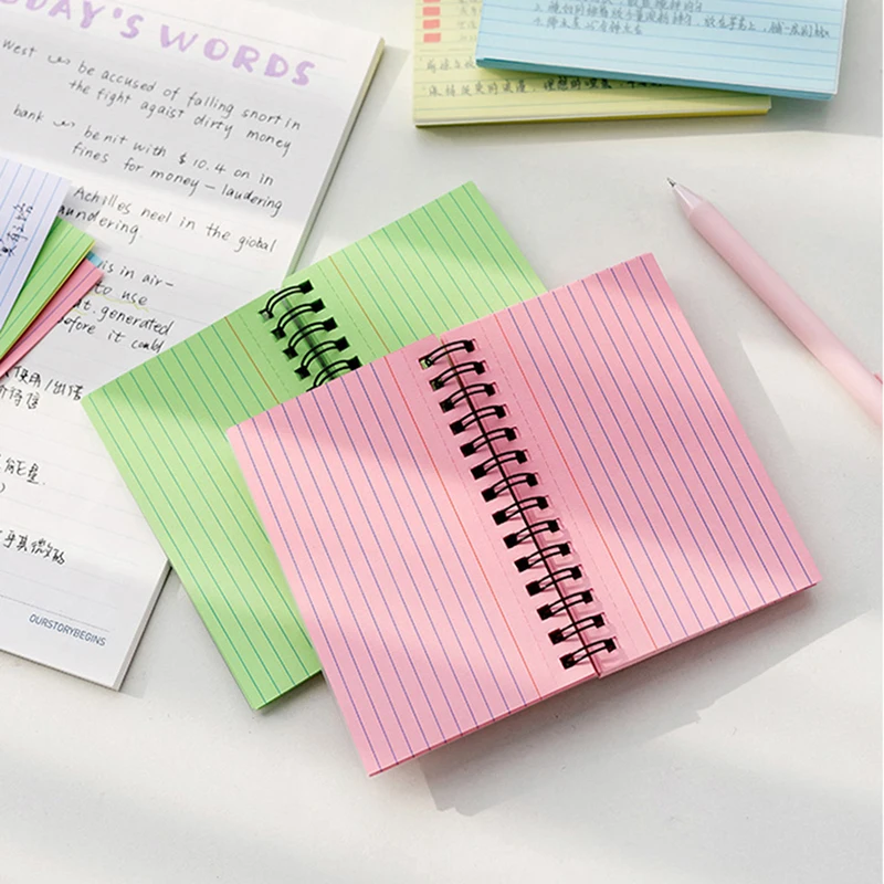 Simple Horizontal Line Colorful Tearable Small Spiral Coil Book Index Card Small Book Creative Memo High Appearance Notebook