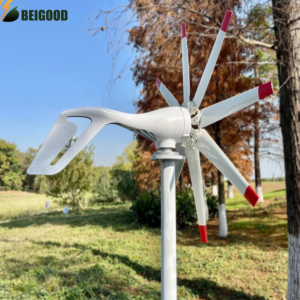 Home 3KW Wind Power Generator 3000W 12V 24V 48V Horizontal Wind Turbine Free Energy 8 Blades Windmil With MPPT Controller