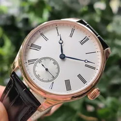 No logo Rose gold case 41mm or 44mm Mechanical Hand Wind watch matte White dial Mineral glass Seagull ST3621 movement