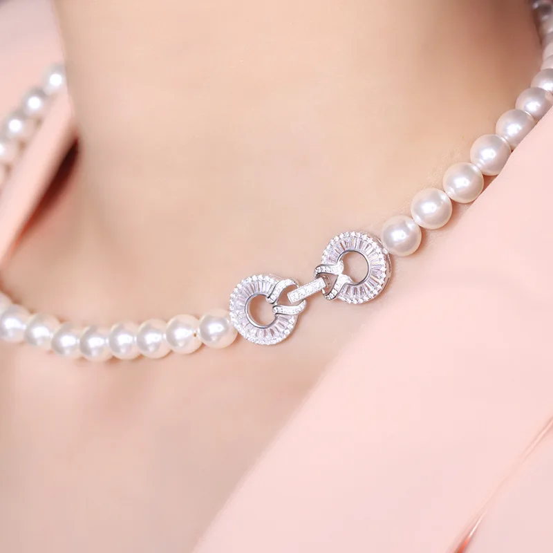 1 Piece of Gold-plated Copper Inlaid T-shaped Zirconia 8-shaped Pearl Necklace Connecting Clasp DIY Jewelry Material Accessories