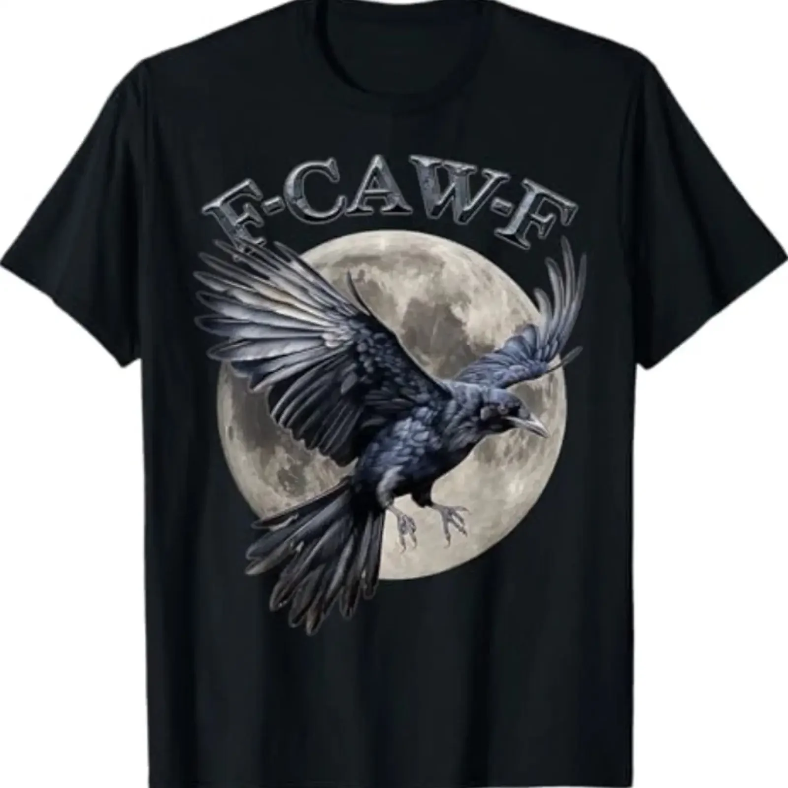 Black Crow F Caw Funny Bird moon Gothic Adult Humor T Shirt vintage Washed Unisex Comfortable fashion Casual Versatile