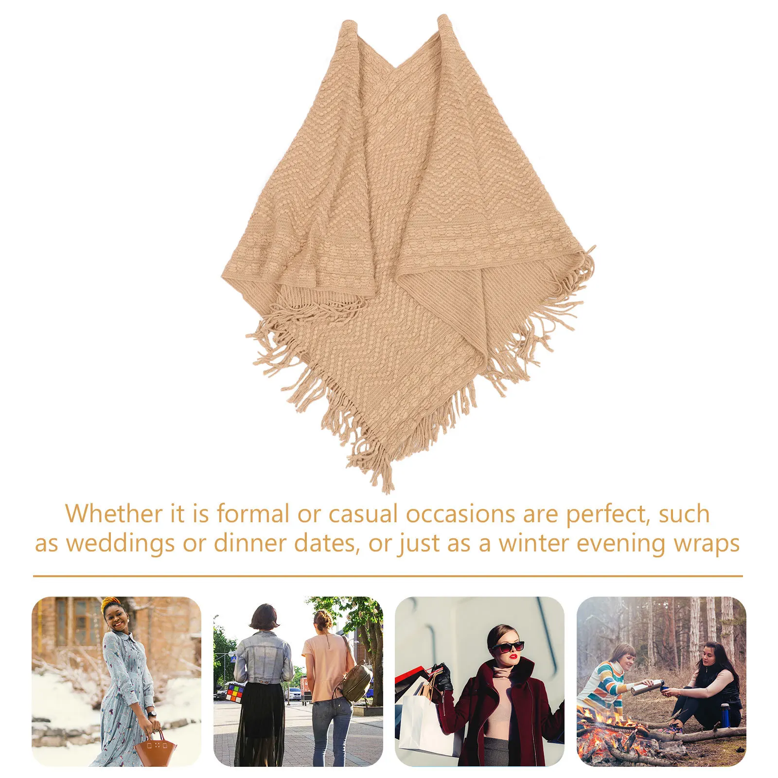 

Knitting Sweater Poncho Cape Blanket Shawl Large Warm Winter Wrap Women Fashionable Durable Long Shawl Sweater