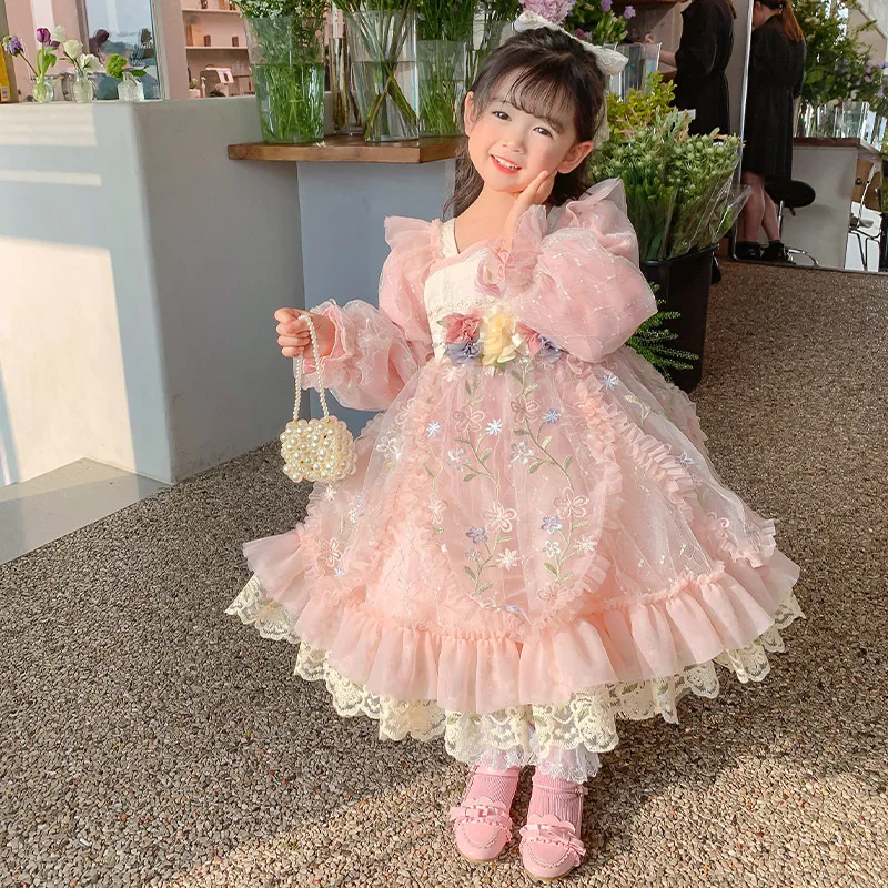 Baby Girl Spring Autum Vintage Spanish Ball Gown Princess Lolita Dress for Children Girl Christmas Birthday Dress