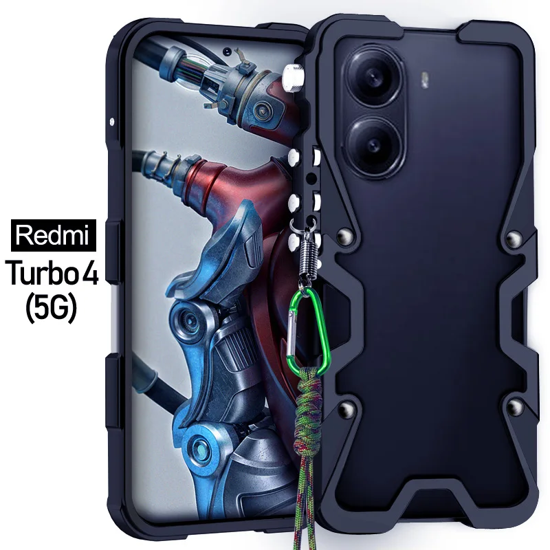 

Zimon Luxury Armor Metal Aluminum Phone Bumper For Redmi Turbo 4 3 Turbo4 Pro Turbo Cover Mechanical Purely Handmade Case