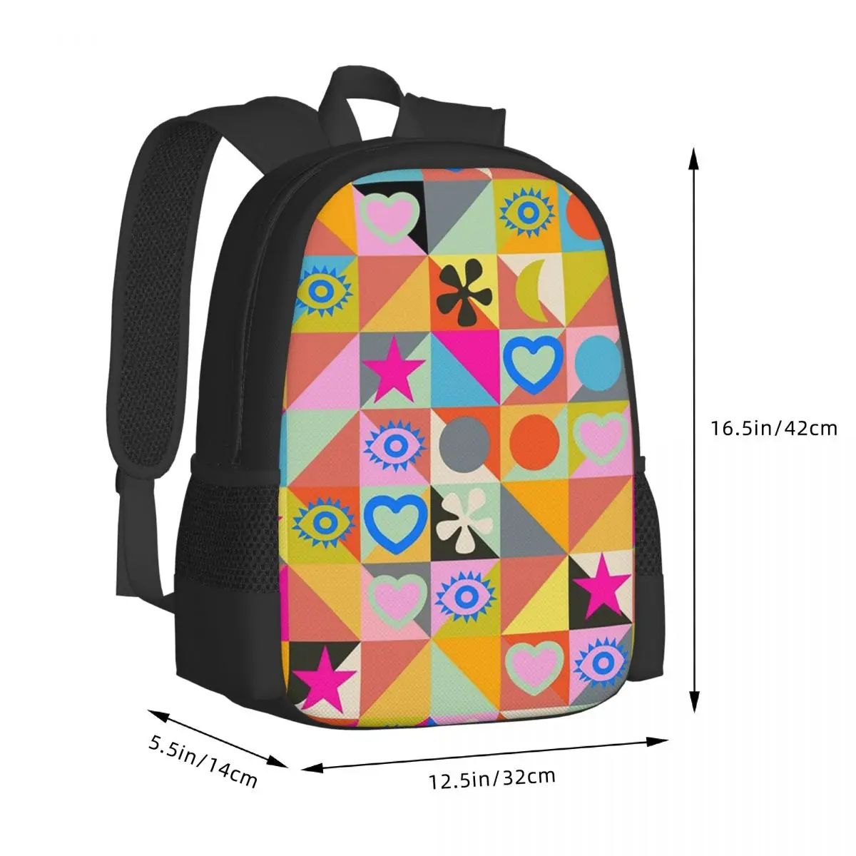 Super Geometric - Harlequin Dazzling Quilt Student Backpack School Bag Hiking Travel Daypack Fashion Bookbag Shoulder Bags