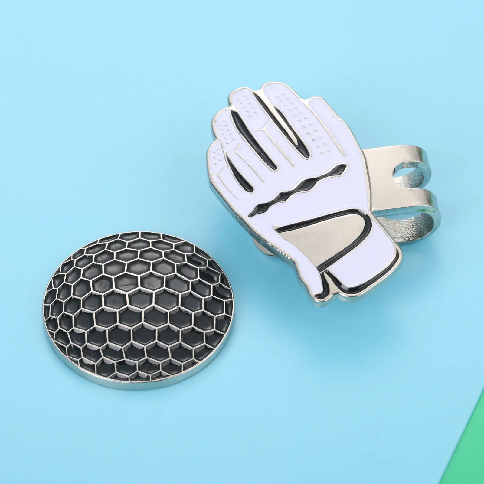 1PC Alloy Golf Ball Mark & Hat Visor Clip Magnetic Golf Ball Mark Glove Design Hat Decoration for Golfers Golf Training Aids