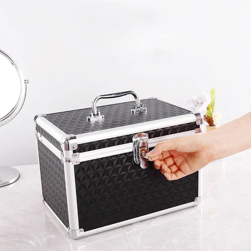 2024 Professional Makeup Box Aluminum Alloy Make Up Organizer Women Cosmetic Case with Mirror Travel Large Capacity Suitcase Bag