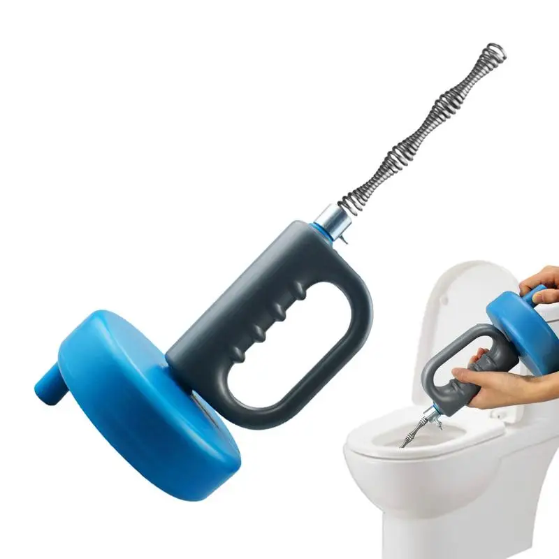 Sink Pipe Uncover Plumbers Snake Manual Auger Clog Remover Stainless Steel Unblocker Air Bathroom Drain Blaster Clog Remover