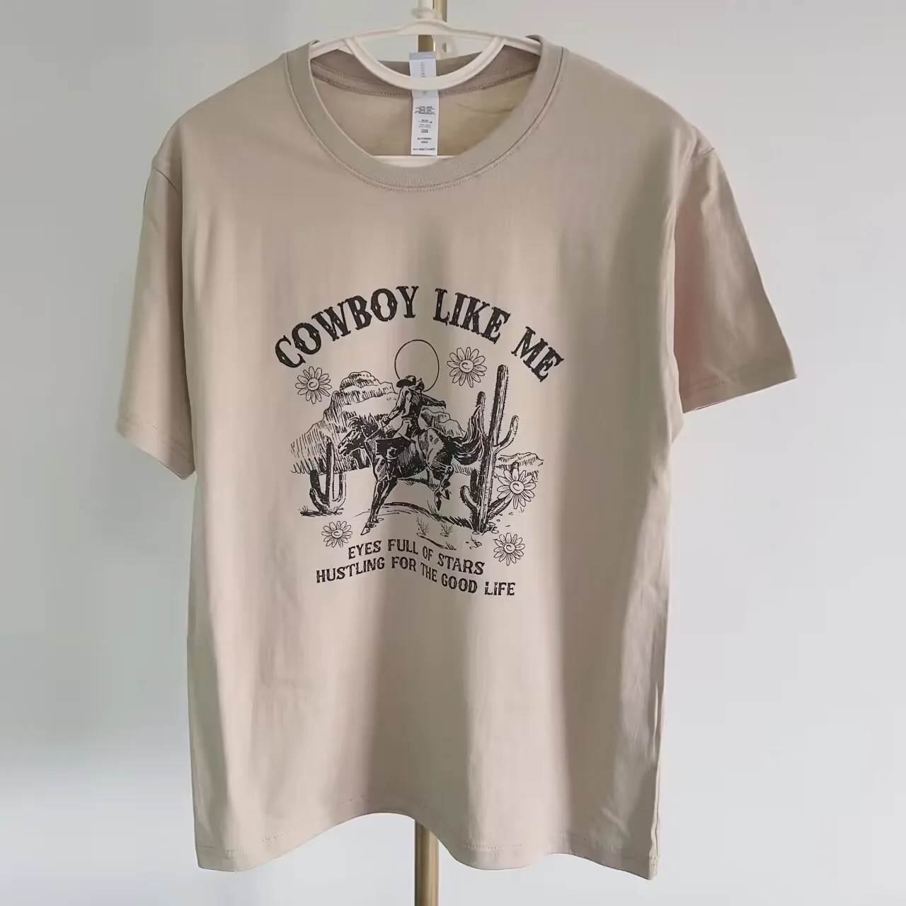 Cowboy Like Me Printed White T Shirt  Retro desert Tees Women Short Sleeve Cotton Fashion O-Neck Printing Tops