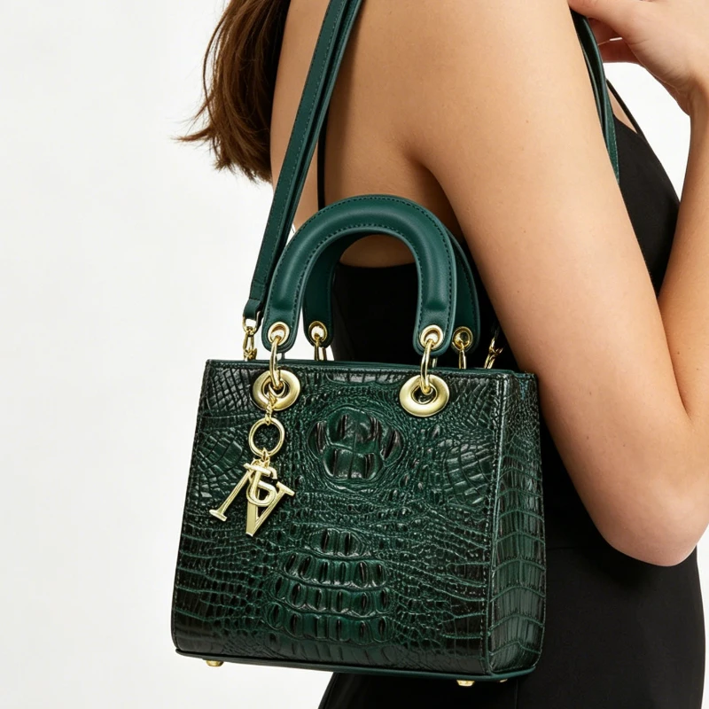 3-piece women's handbag set, small and lightweight crocodile-embossed small square bag, fashionable and versatile shoulder