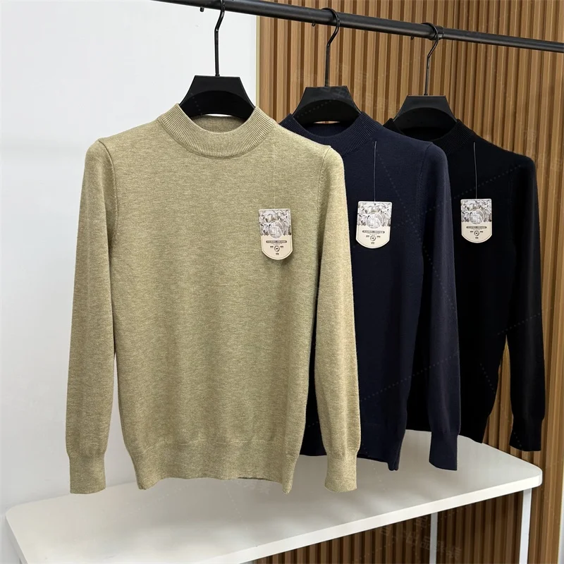 

Элитный мужской свитер с высоким воротом из смесовой шерсти, однотонный, универсальный, для осени и зимы