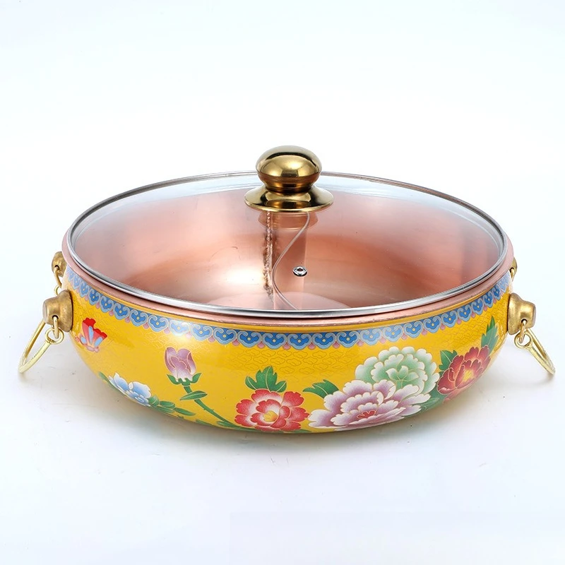 

Special copper hot pot for induction cooker Old Beijing household mandarin duck pot Shabu mutton commercial thickened copper pot