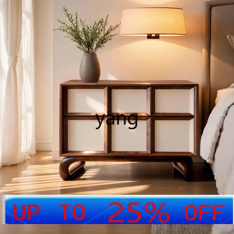 

LH medieval bedside table solid wood high-end home bedroom storage bedside cabinet